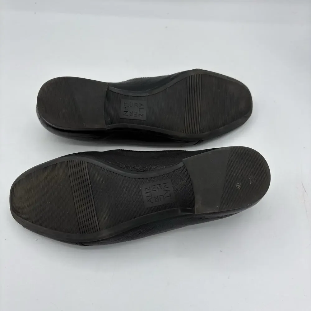 Naturalizer Flats Loafers Womens Size 7 Emiline Black Leather Block Slip‎ On